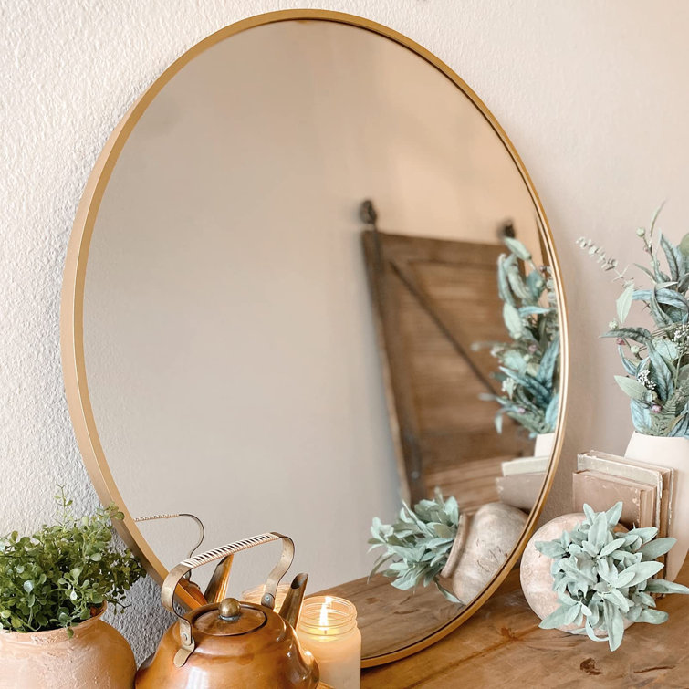 Everly Quinn Mirror With Brushed Metal Frame For Bathroom, Vanity